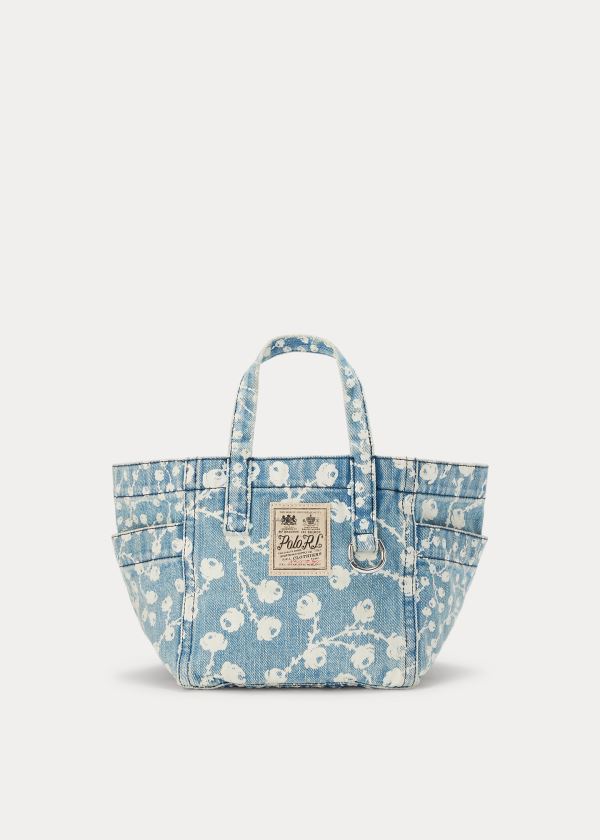 Polo Ralph Lauren Denim Floral Mini Tote Bag Dame Danmark (HYLCO5746)